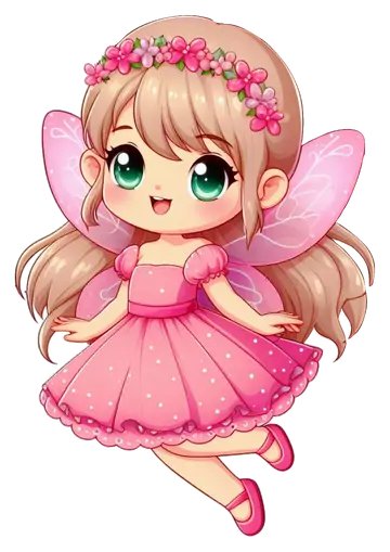 Fada Fofa com Coroa de Flores PNG