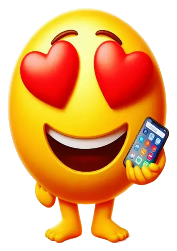 Emoji Apaixonado com Celular PNG