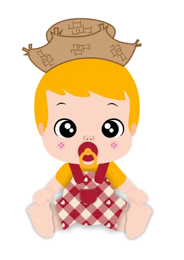 Bebê Loirinho Caipira com Chapéu de Palha PNG