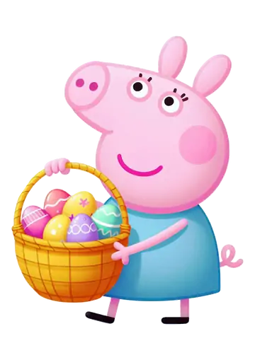 Peppa Pig com Cesta Páscoa PNG