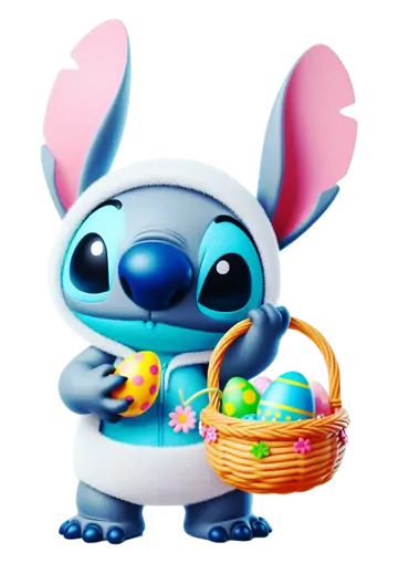 Stitch Coelhinho com Cesta PNG
