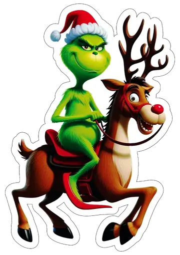 Grinch Montado em Rena PNG