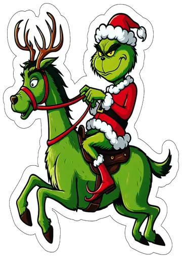 Grinch Cartoon Montado Rena PNG