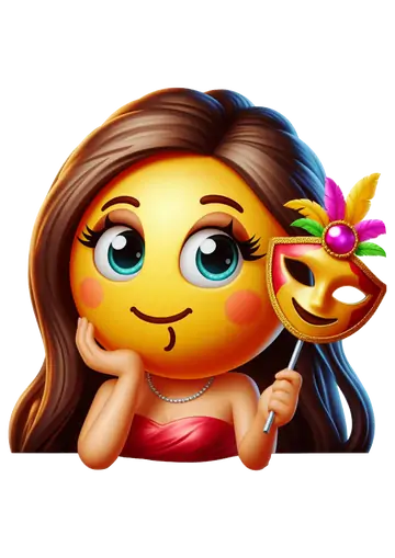 Emoji Mulher com Máscara Carnaval PNG
