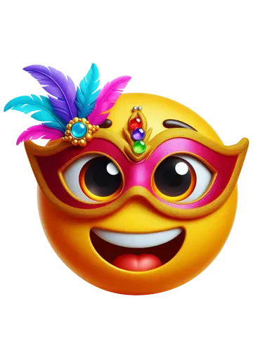 Emoji Máscara Carnaval Penas Coloridas PNG