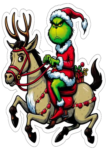 Grinch Papai Noel na Rena PNG