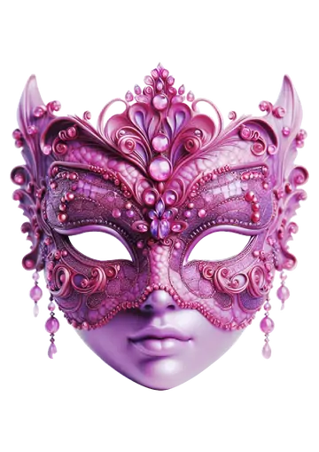 Máscara de Carnaval Rosa Pink Decorada PNG
