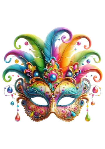 Máscara de Carnaval com Penas e Pingentes PNG