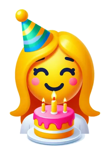 Emoji Loira Com Bolo De Aniversario PNG