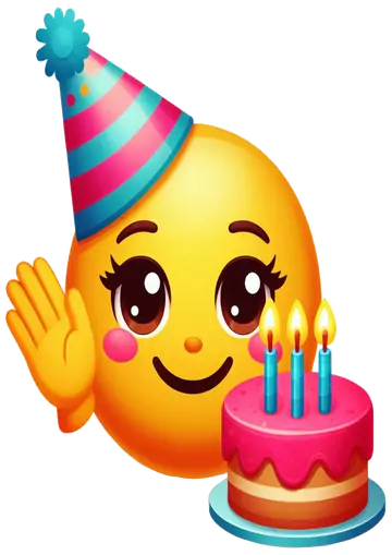 Emoji Acenando Com Bolo De Aniversario PNG