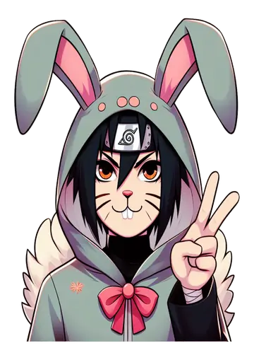 Sasuke Coelhinho Com V de Vitória PNG