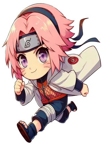 Sakura Haruno Estilo Chibi Correndo PNG