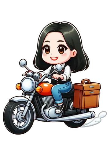 Mulher Estilizada Pilotando Motocicleta PNG