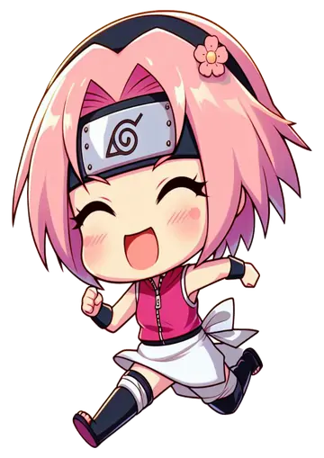 Sakura Haruno Chibi Sorrindo Feliz PNG