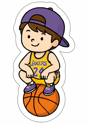 Menino Jogador de Basquete Sentado na Bola PNG