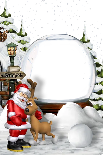 Moldura de Natal com Papai Noel PNG