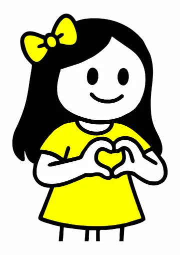 Menina Amarela Fazendo Coração com Mãos PNG