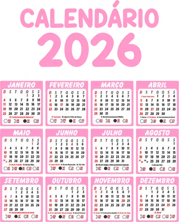 Calendario 2026 Rosa Claro PNG