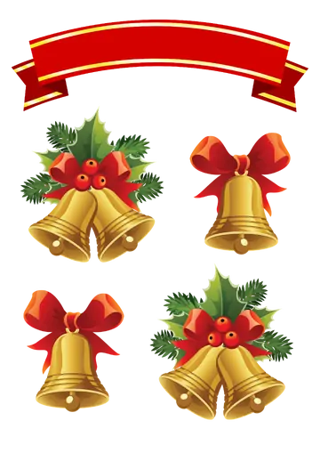 Enfeites de Natal com Sinos e Laços PNG
