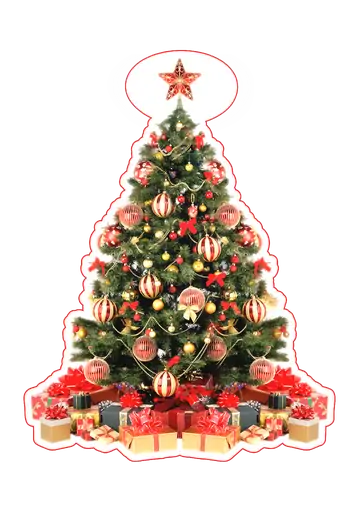 Árvore de Natal Decorada com Presentes PNG