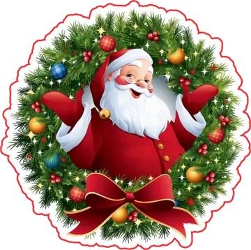 Papai Noel na Guirlanda de Natal PNG
