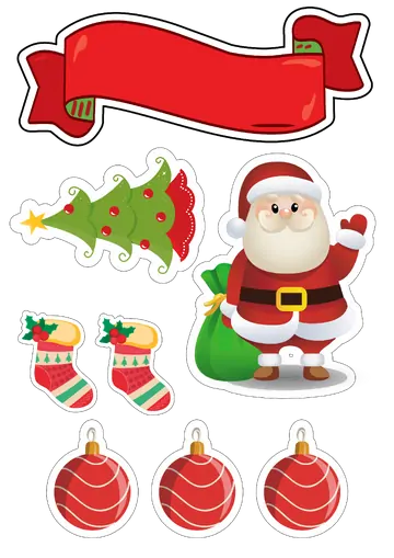 Kit Topper de Bolo de Natal PNG