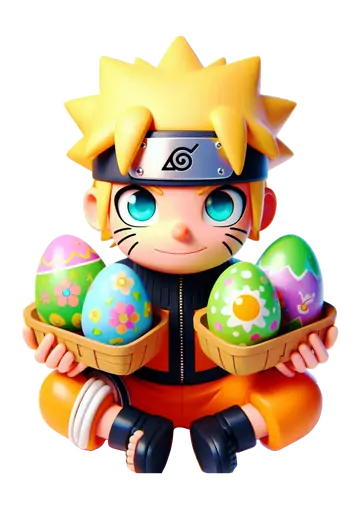Naruto com Cestas de Ovos de Páscoa PNG