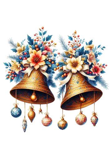 Sinos Dourados de Natal com Laços PNG