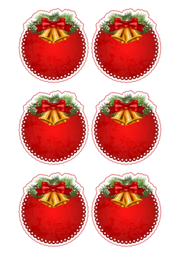 Etiquetas Vermelhas de Natal com Sinos PNG