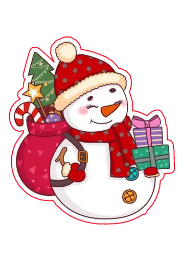 Boneco de Neve com Presentes de Natal PNG
