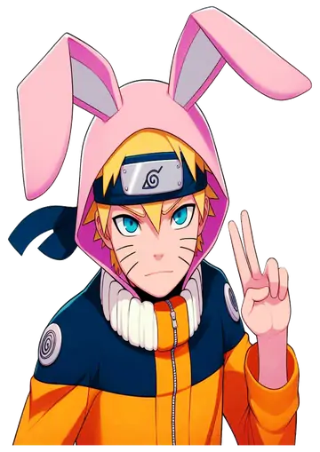 Naruto com Orelhas de Coelho da Pascoa PNG