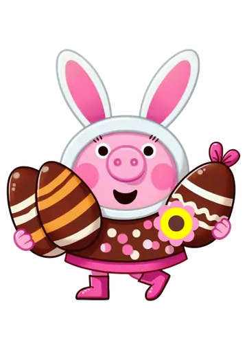 Peppa Pig Segurando Ovos de Chocolate PNG