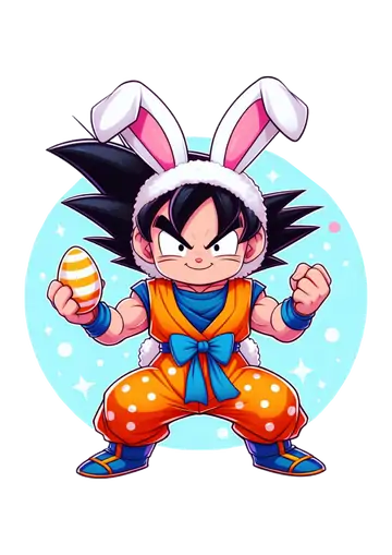 Goku com Orelhas de Coelho PNG