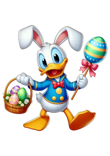 Pato Donald com Cesta e Vara PNG