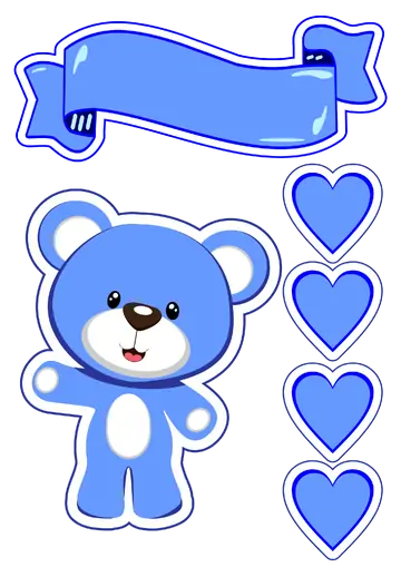 Topo de Bolo Ursinho Azul PNG