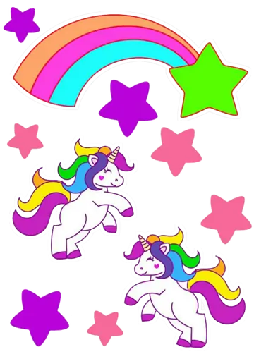 Topo de Bolo Unicórnio com Arco Íris PNG