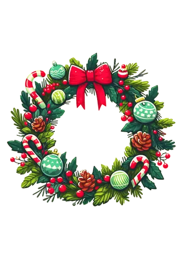 Guirlanda de Natal com Laço Vermelho PNG