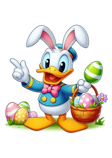 Pato Donald Coelhinho da Páscoa com Cesta PNG