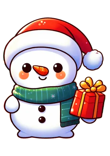 Boneco de Neve Fofo com Presente PNG