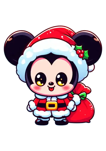 Mickey Mouse Chibi de Papai Noel PNG