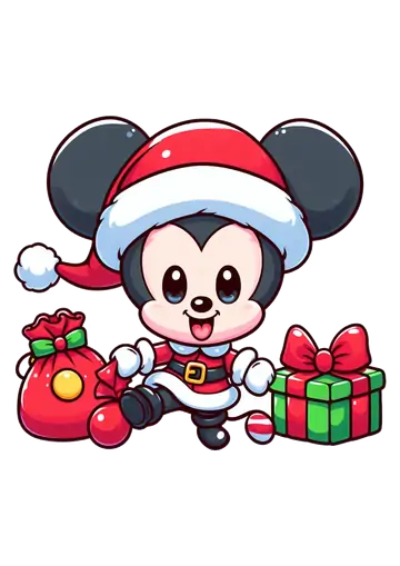 Mickey Mouse Papai Noel com Presentes PNG