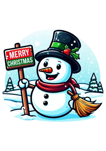 Boneco de Neve com Placa de Natal PNG