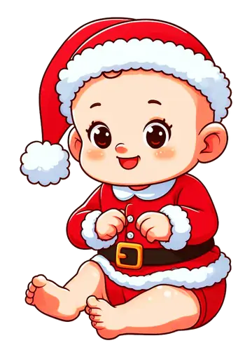 Bebê com Roupa de Papai Noel PNG