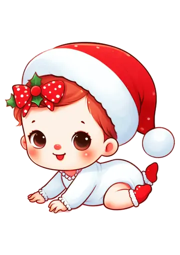 Bebê Fofo com Gorro de Papai Noel PNG