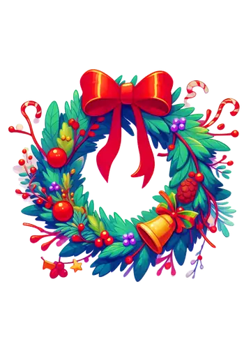 Guirlanda de Natal com Sino Dourado PNG