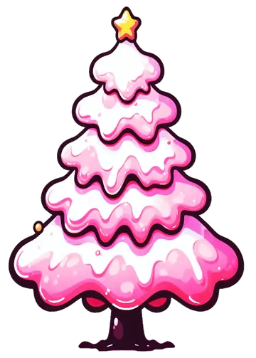 Árvore de Natal Rosa Estilo Desenho PNG