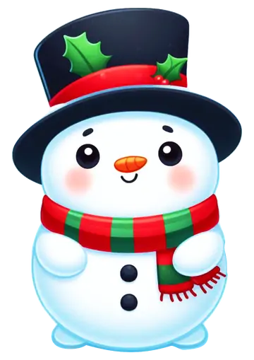 Boneco de Neve com Cartola e Cachecol PNG
