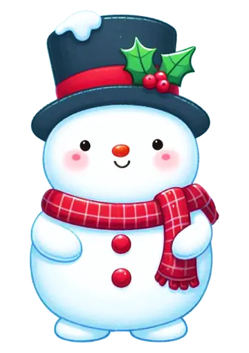 Boneco de Neve com Cartola Nevada PNG