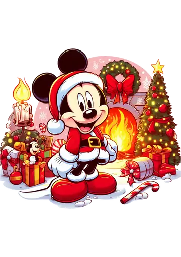 Mickey Mouse na Lareira de Natal PNG