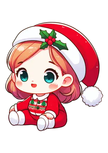 Bebê Ruiva com Gorro de Natal PNG
